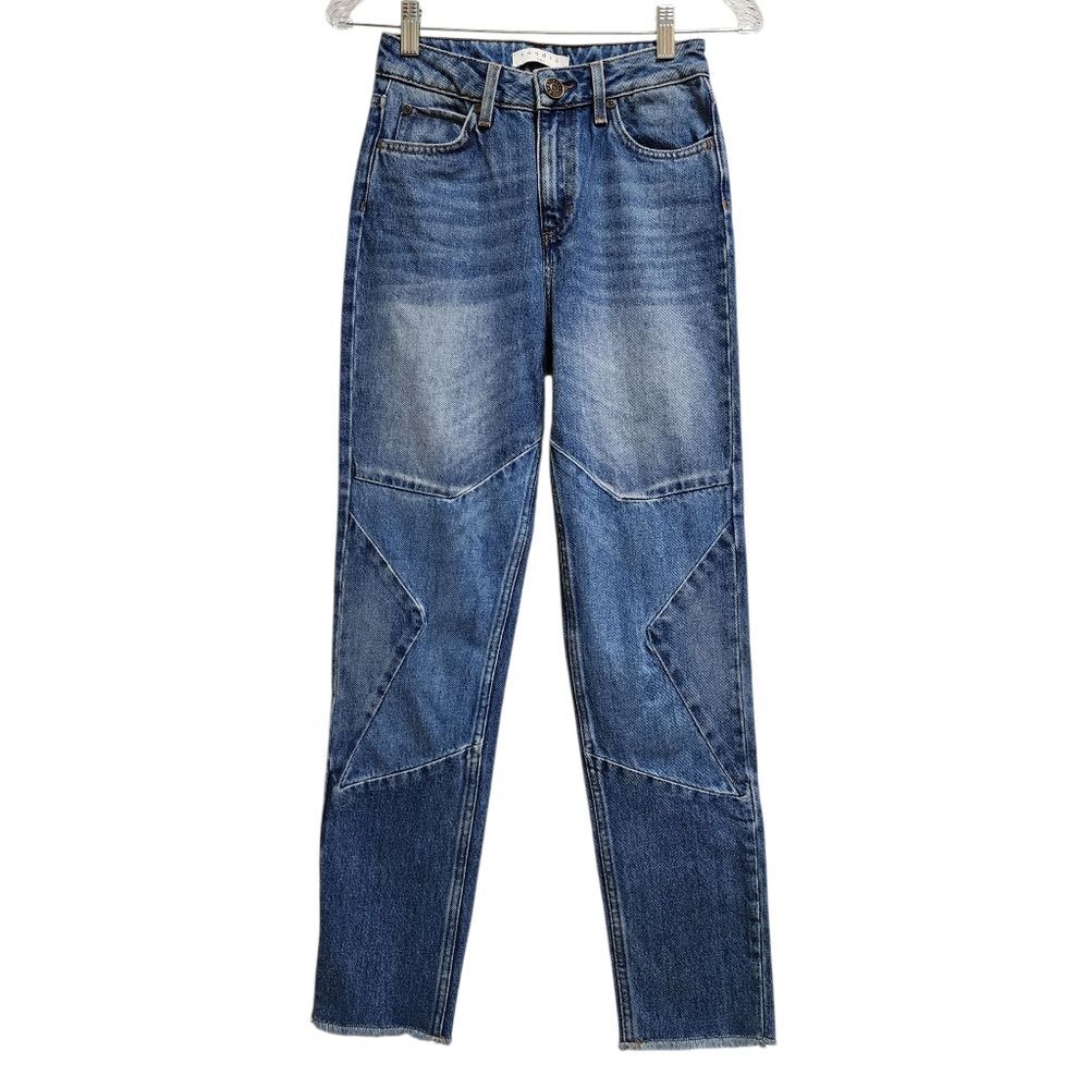 Sandro Jean Women 2 Blue Cotton Denim Star Patchwork Grunge Distressed Raw FR 34